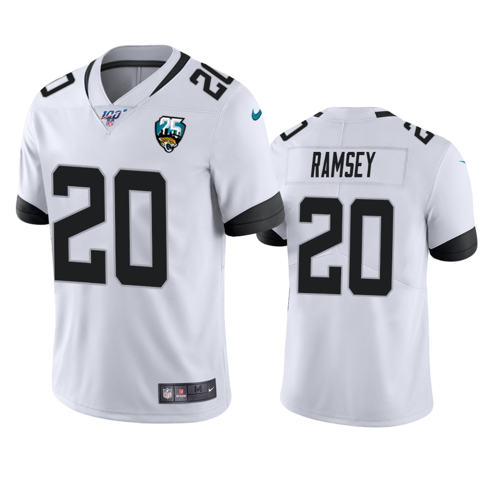 Men Nike Jacksonville Jaguars #20 Jalen Ramsey White 25th Anniversary Vapor Limited Stitched NFL 100th Season Jersey